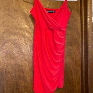 Tight red wrap party dress